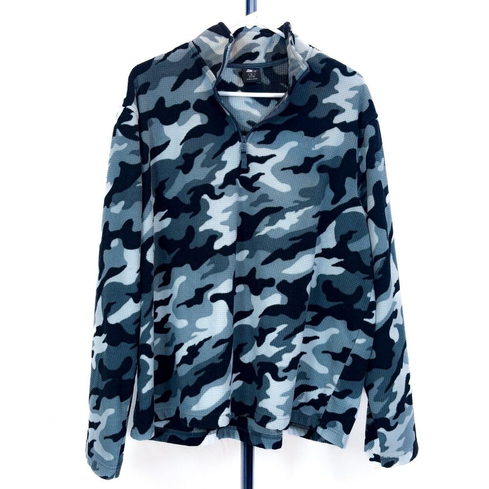Vintage Starter 1/4 Zip Pullover Black Gray Camo Camouflage Mens XL Y2k 90's